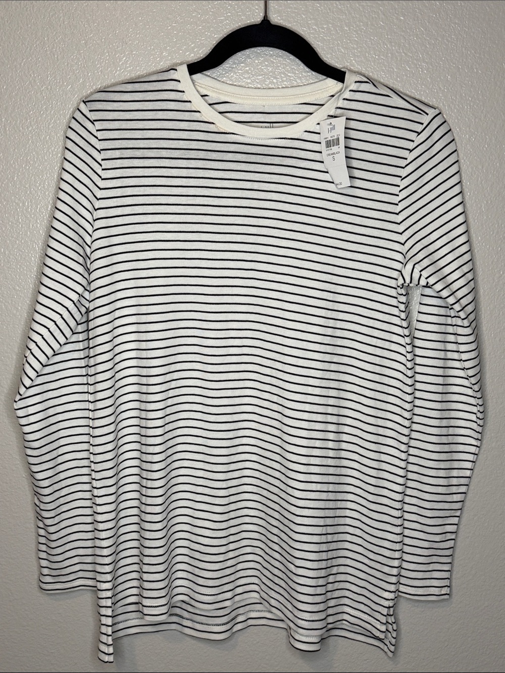 J. Jill White Long-Sleeve Crewneck with Black Stripes size small (bin14)